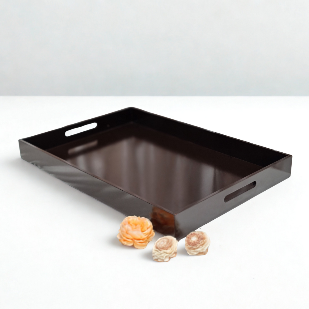 Handcrafted Brown Large Wooden Serving Tray