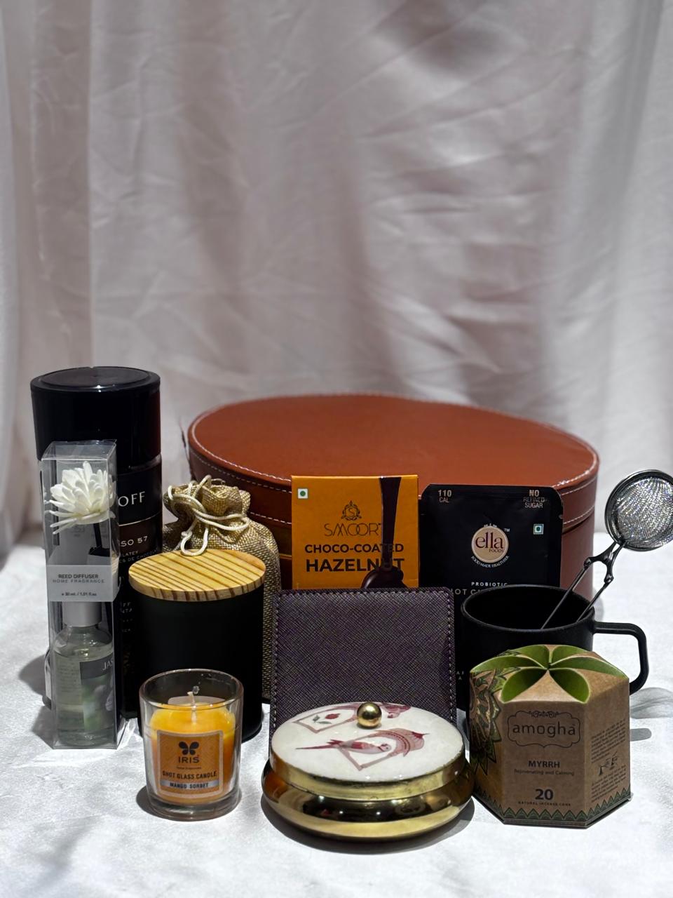 Premium Leather Basket Corporate Gift Hamper