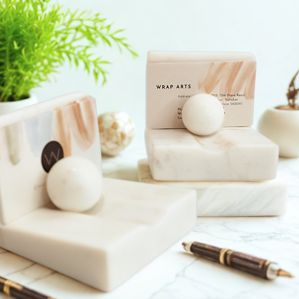 Exquisite Marble Ball Business Card Holder- set of 2