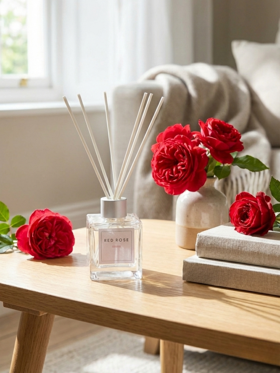 Rose Cottage Reed Diffuser with Natural Sticks - Rose Fragrance