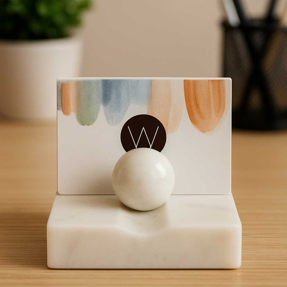 Exquisite Marble Ball Business Card Holder- set of 2