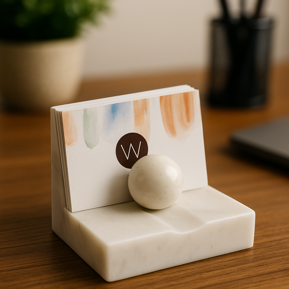 Exquisite Marble Ball Business Card Holder- set of 2