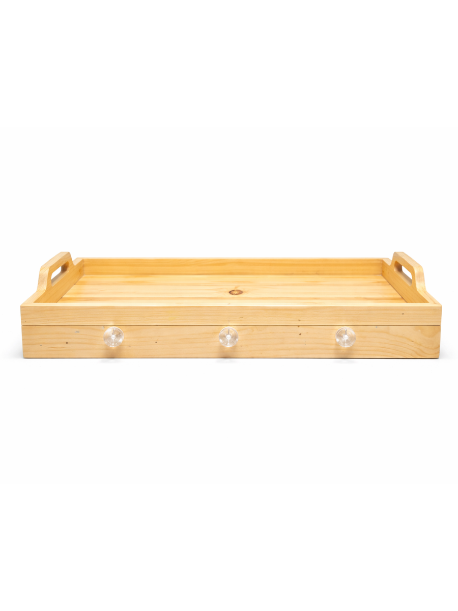 Multipurpose Pine Wood Serving & Organizer Tray with Drawer