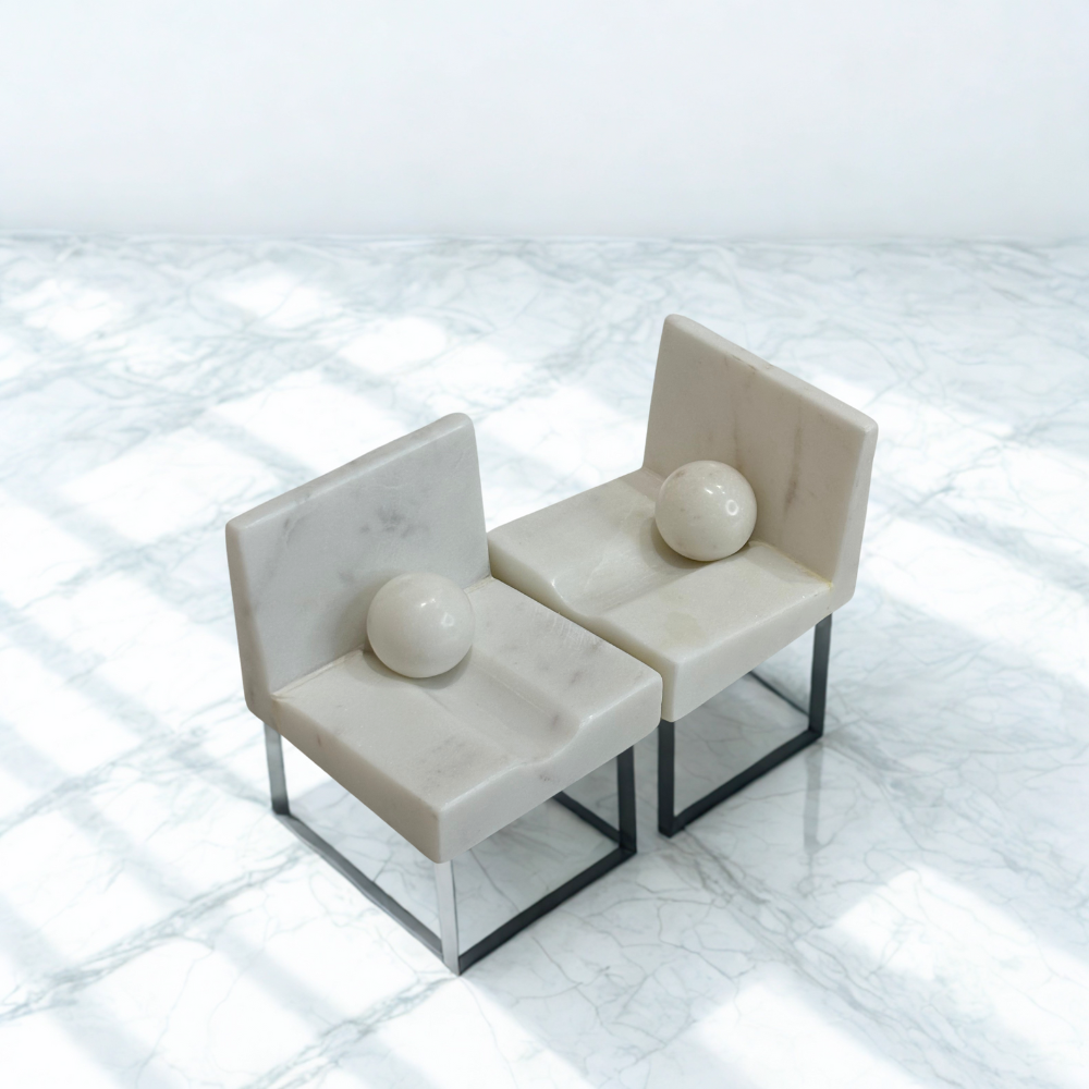 Exquisite Marble Ball Business Card Holder- set of 2