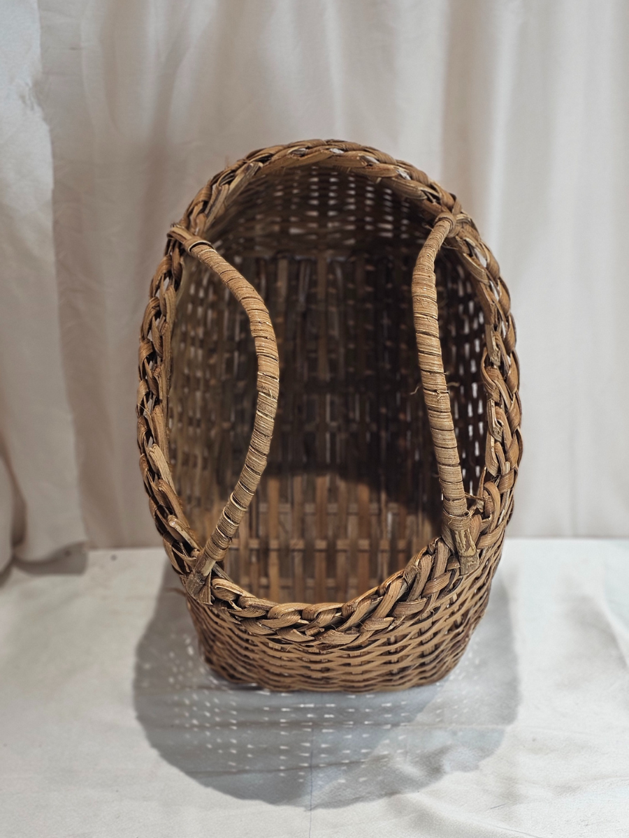 Handwoven Natural Wicker Basket with Handles (31 Cm L X 37 cm H x 20 Cm W)