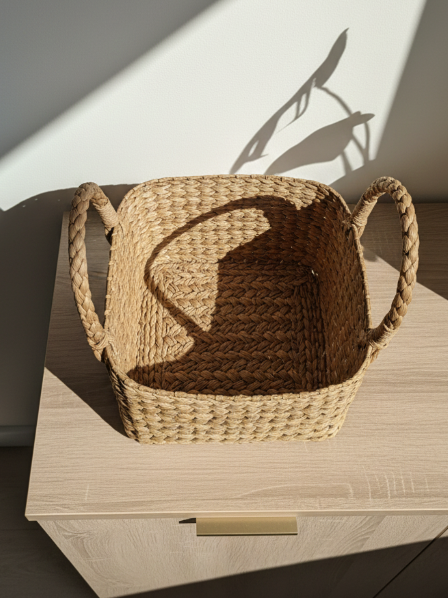 Handwoven Natural Gift Basket with Handles (29 Cm H x 24 Cm L x 18 Cm)