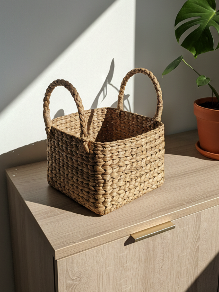 Handwoven Natural Gift Basket with Handles (29 Cm H x 24 Cm L x 18 Cm)