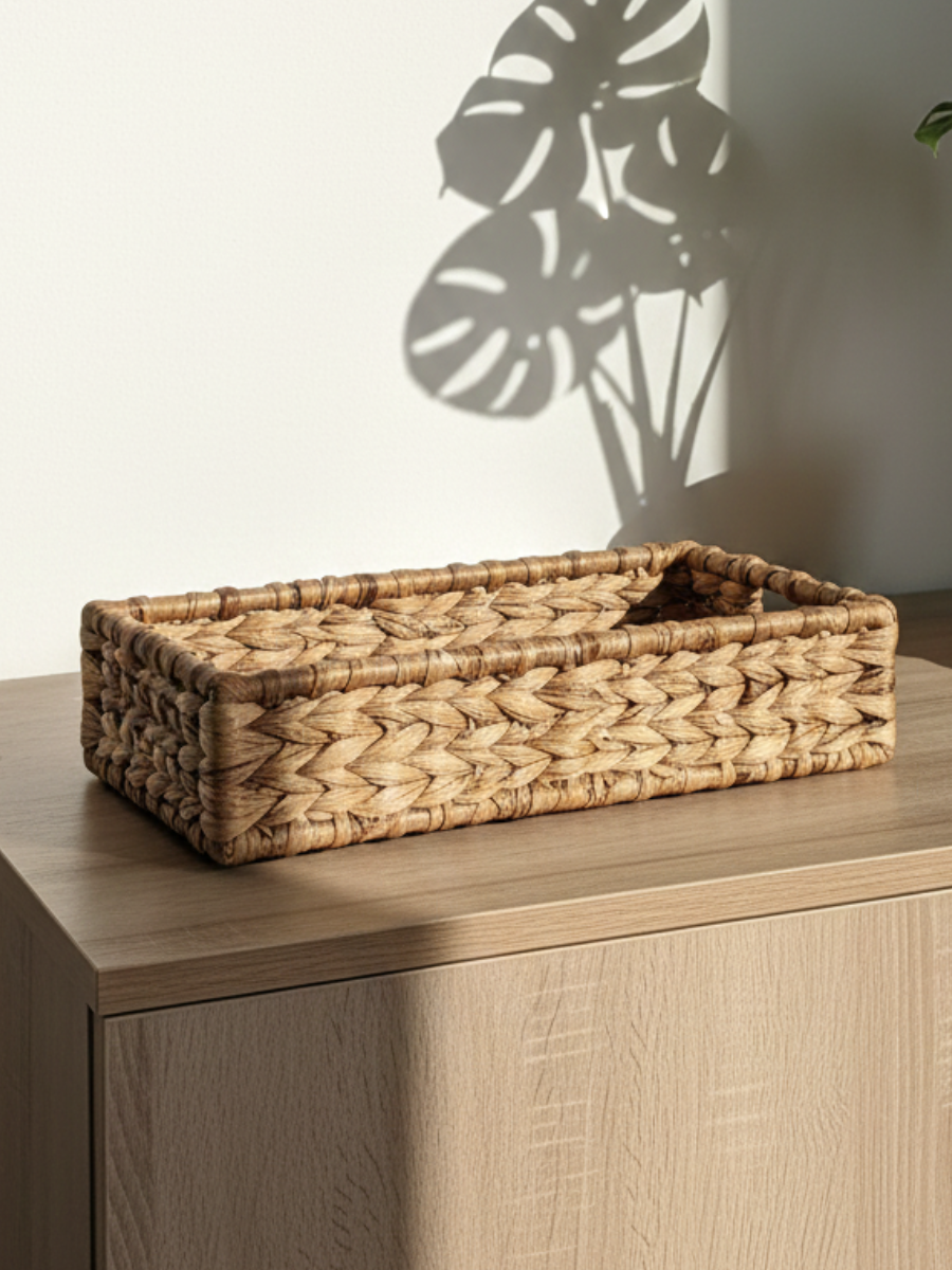 Handwoven Serving Tray - Perfect for Return Gift, Corporate Gifts (8 Cm H x 37 Cm L x 17 Cm W)