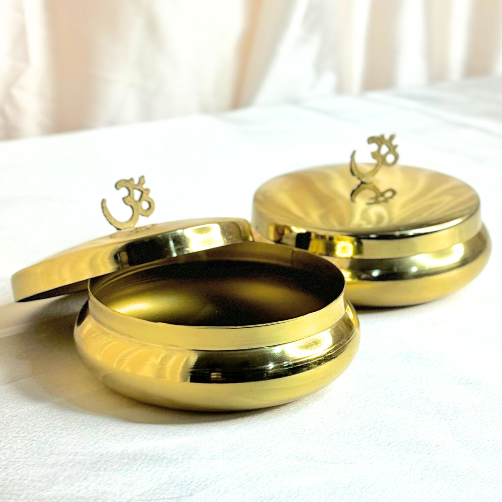 Premium Brass Metal OM Jar - Set of 2