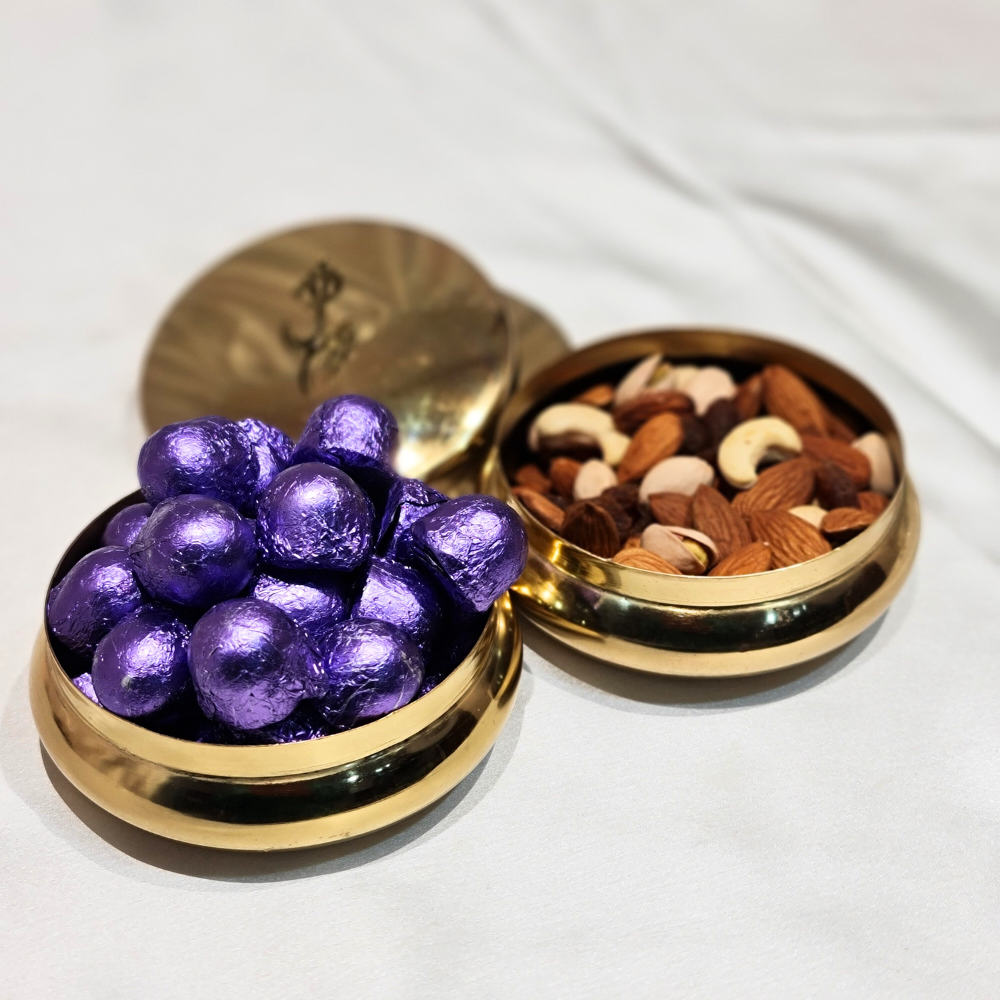 Premium Brass Metal OM Jar - Set of 2