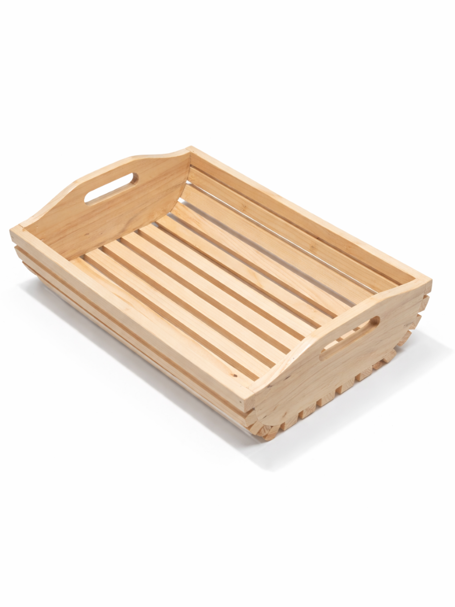 Pine Wood Serving Tray with Cut-Out Handles