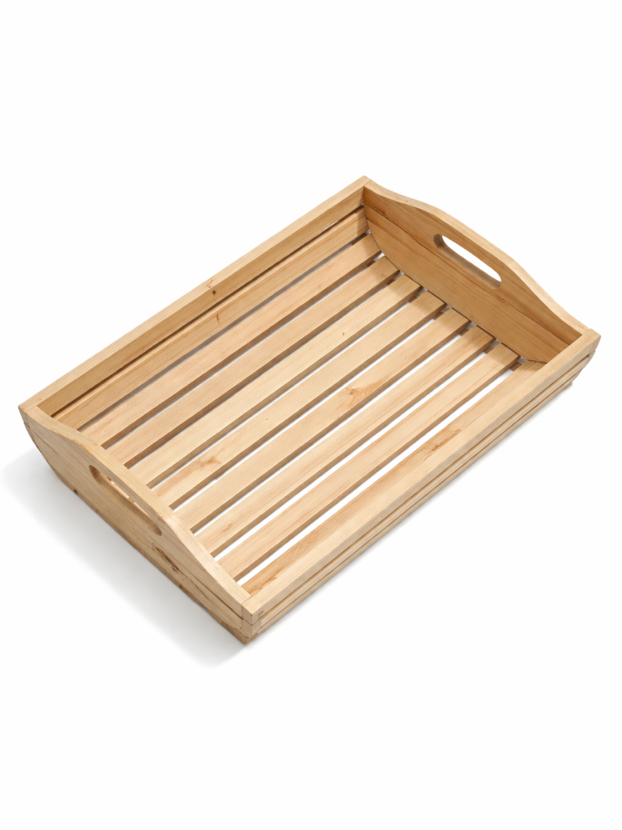 Pine Wood Serving Tray with Cut-Out Handles