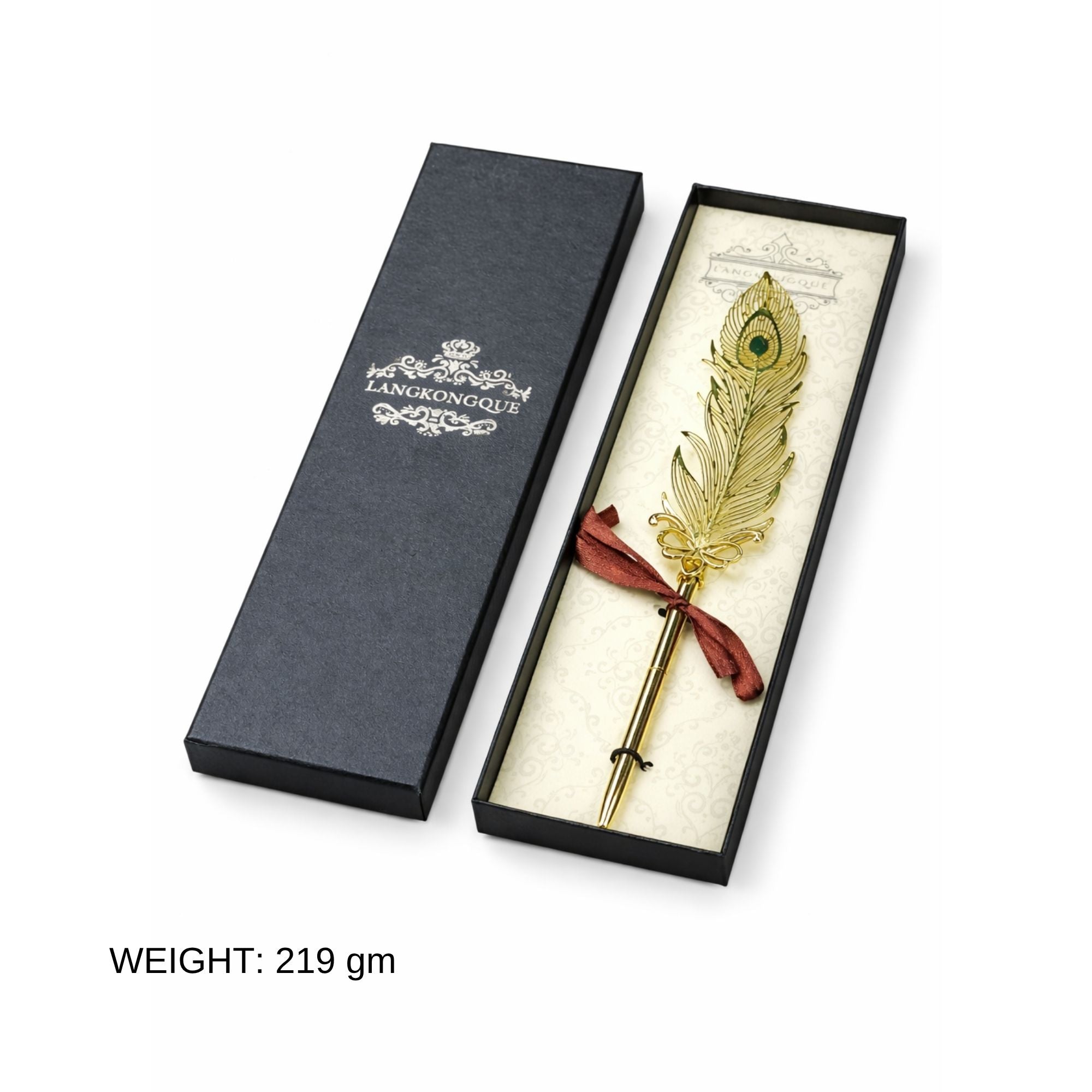 Gold Peacock Feather Fountain Pen