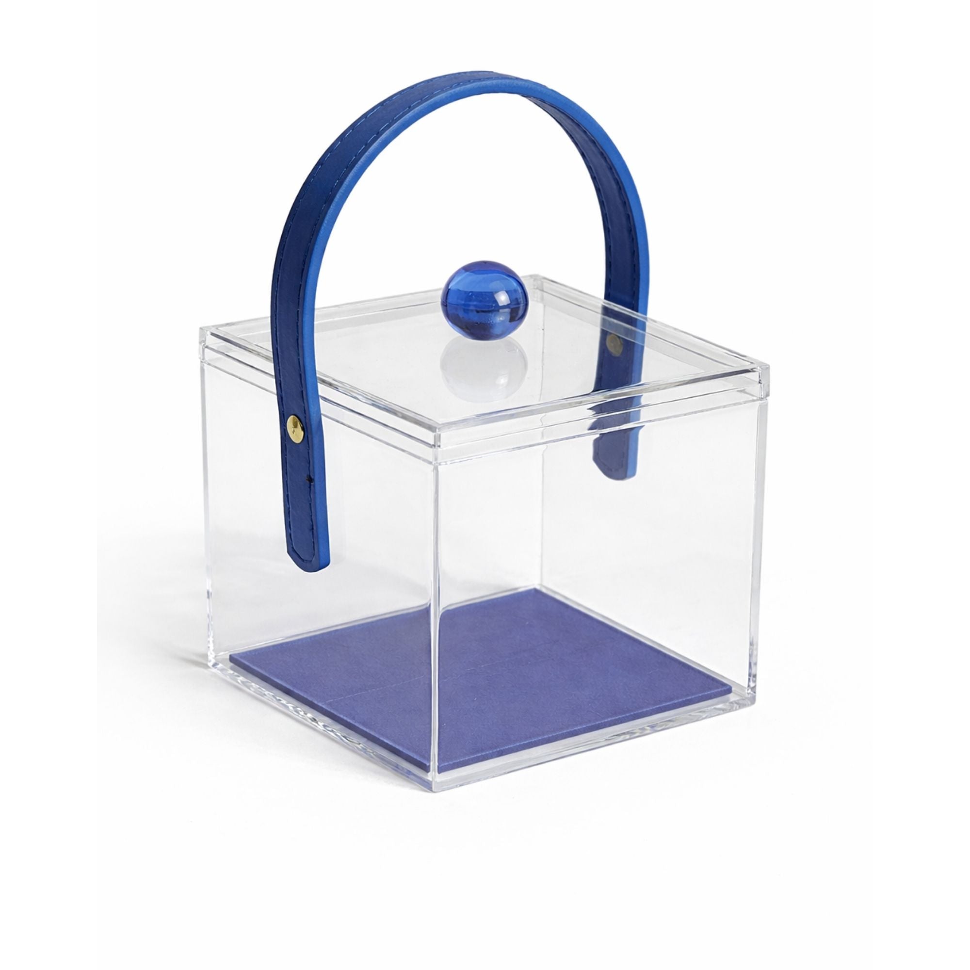 Clear Acrylic Gift Box with Lid & Leather Handle | Transparent Square Keepsake Box