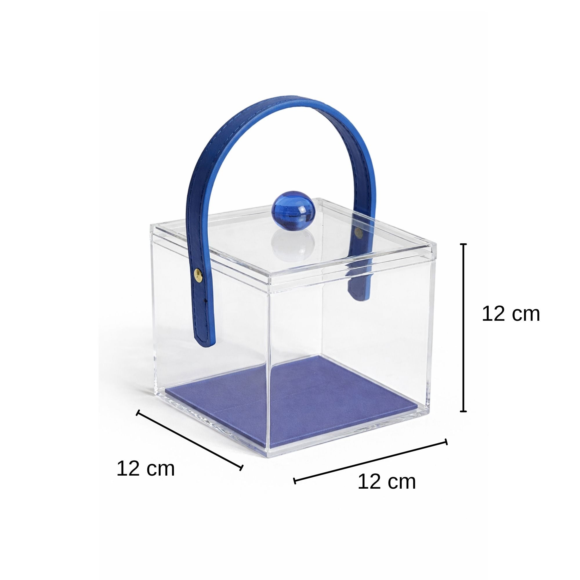 Clear Acrylic Gift Box with Lid & Leather Handle | Transparent Square Keepsake Box