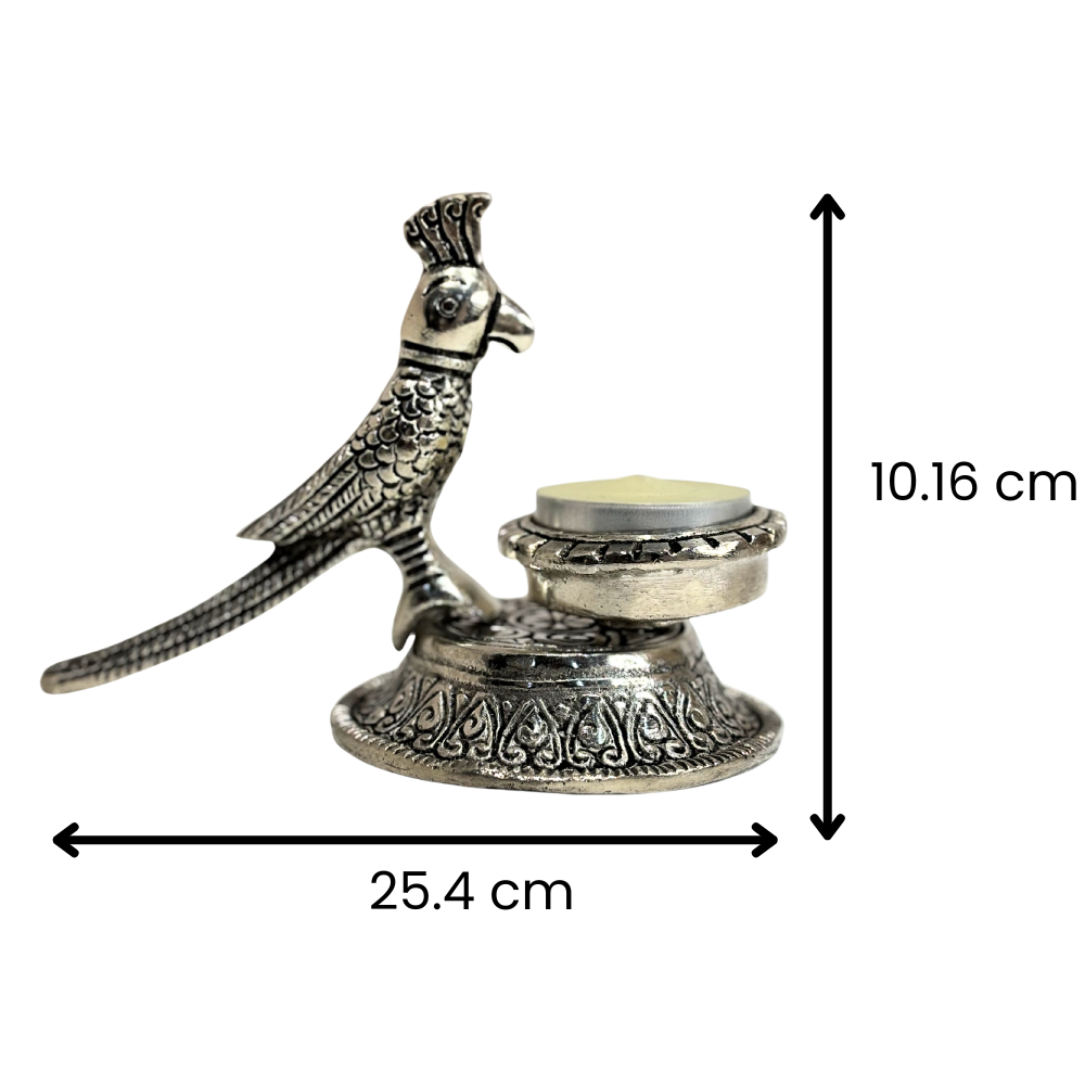 Wraparts Parrot Diya (Silver set of 2)