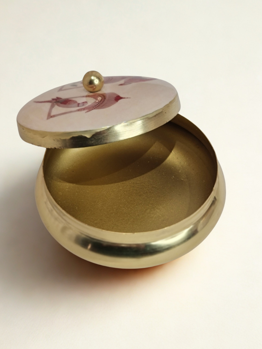 Brass & Marble Parrot Design Decorative Jar