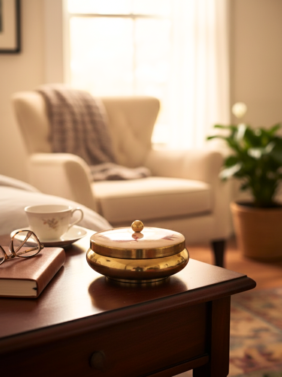 Brass & Marble Parrot Design Decorative Jar