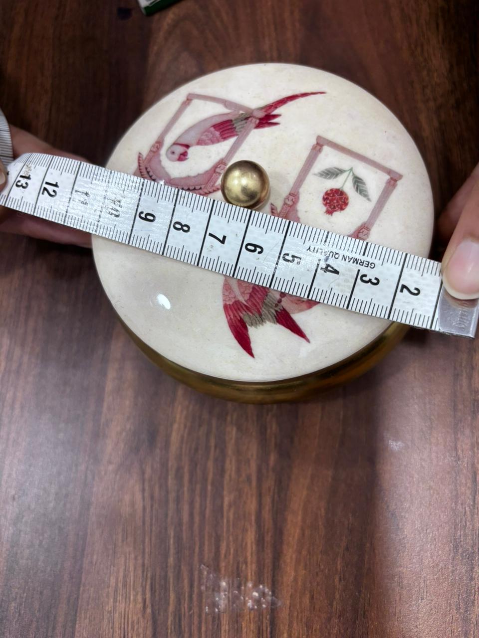 Brass & Marble Parrot Design Decorative Jar