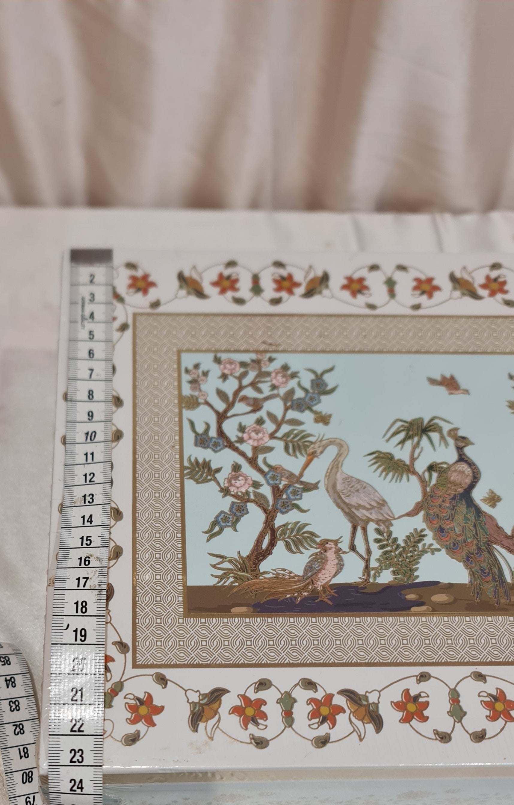 Luxury Peacock Art MDF Gifting Trunk Box (40cm) with Mughal/Pichwai style Peacock and Flora art