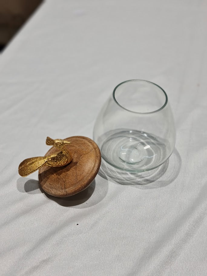 Peacock Glass Jar with Wooden Lid - 100gm