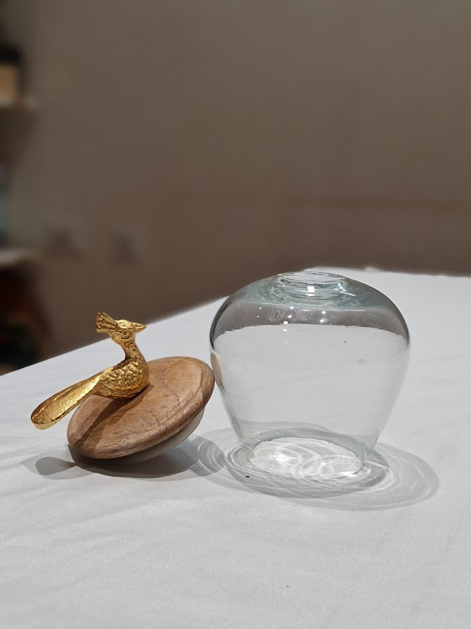 Peacock Glass Jar with Wooden Lid - 100gm