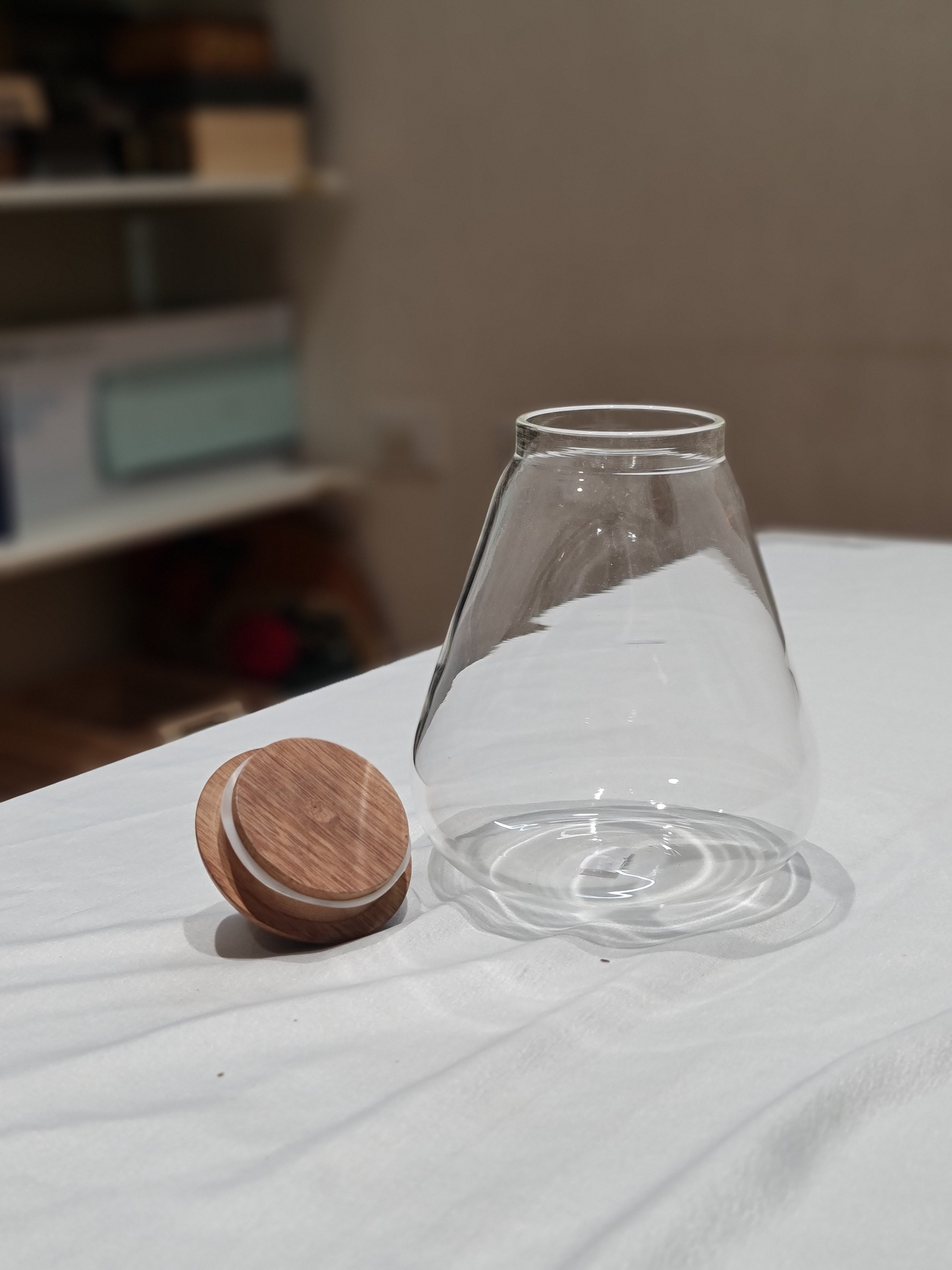 Pear Glass Jar with Wooden Lid  (Length 6 cm x 14 cm Height)