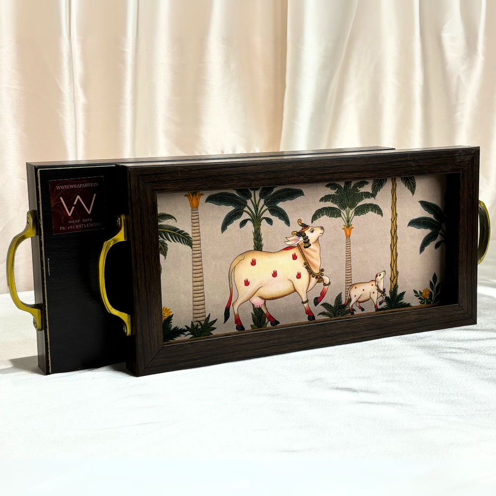 Handcrafted wooden tray For Serving - Set of 2 |Tray Set For Decoration