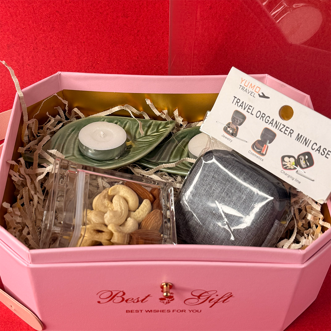 Pink Dry Fruit Gift Box - Festive Hamper