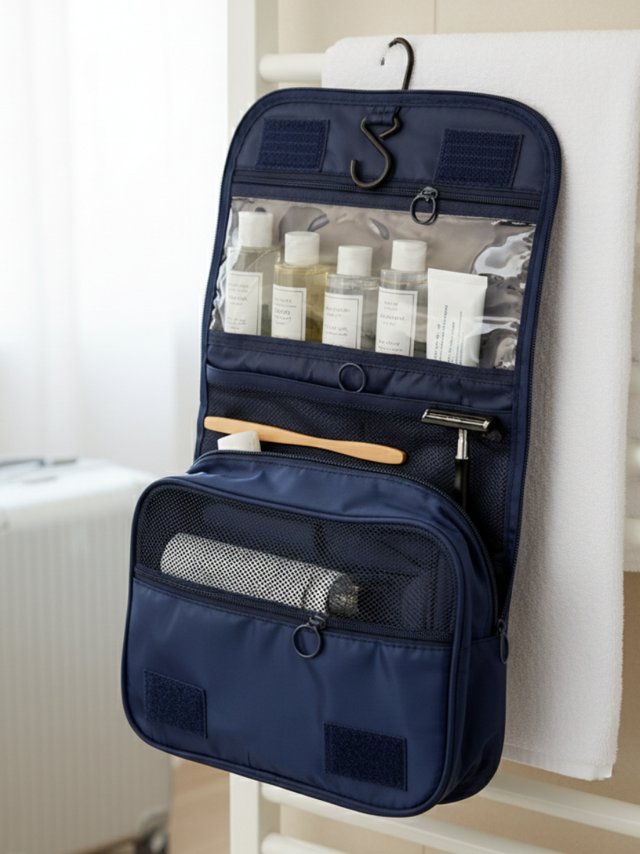 Navy Blue Hanging Travel Organizer Pouch