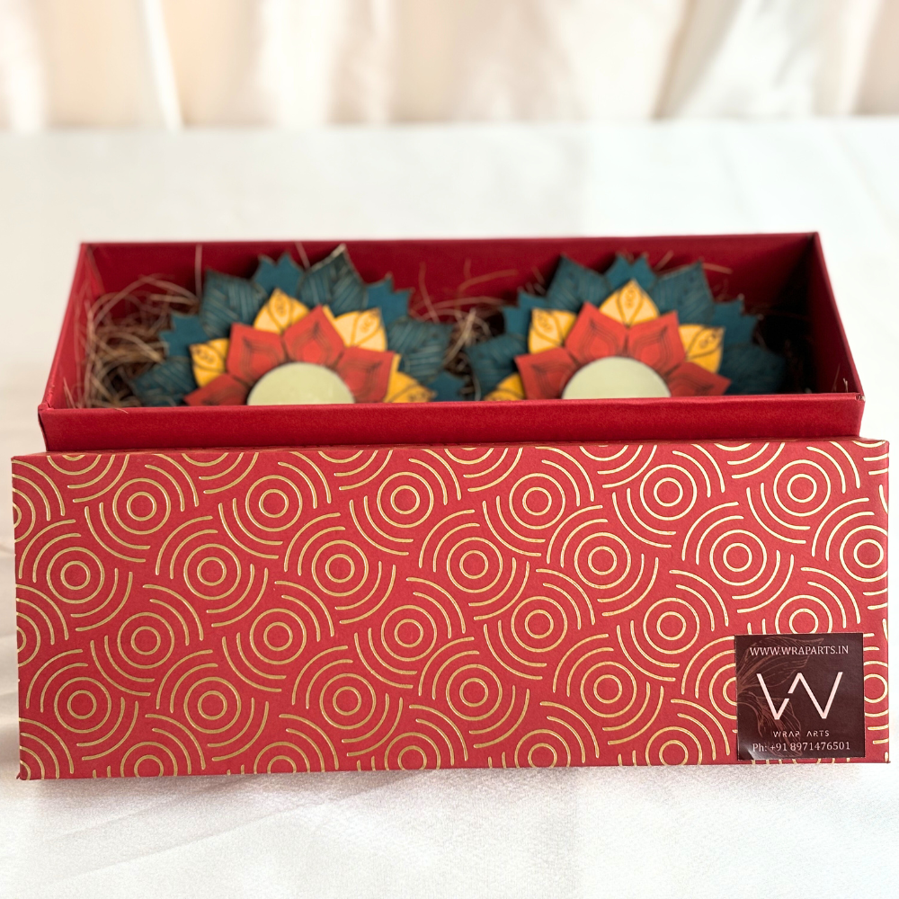 Rangoli Lotus Diyas for Home decor - Set of 2