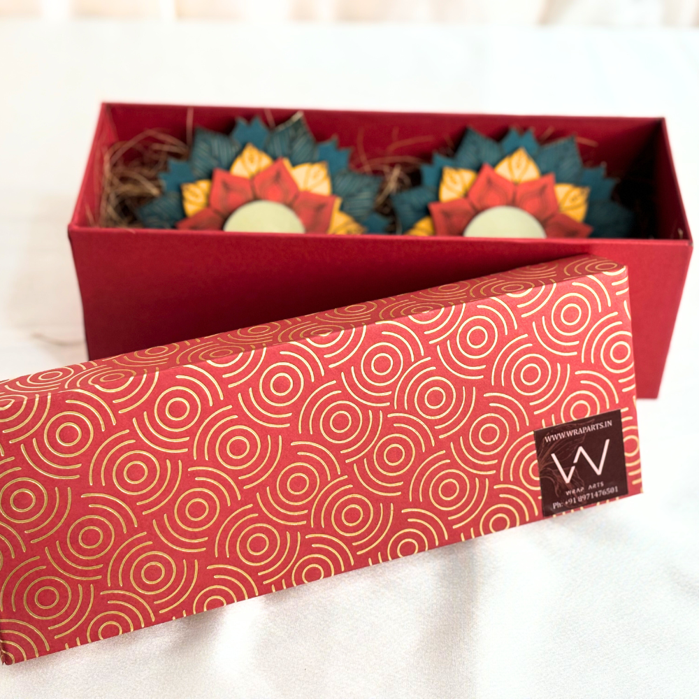Rangoli Lotus Diyas for Home decor - Set of 2