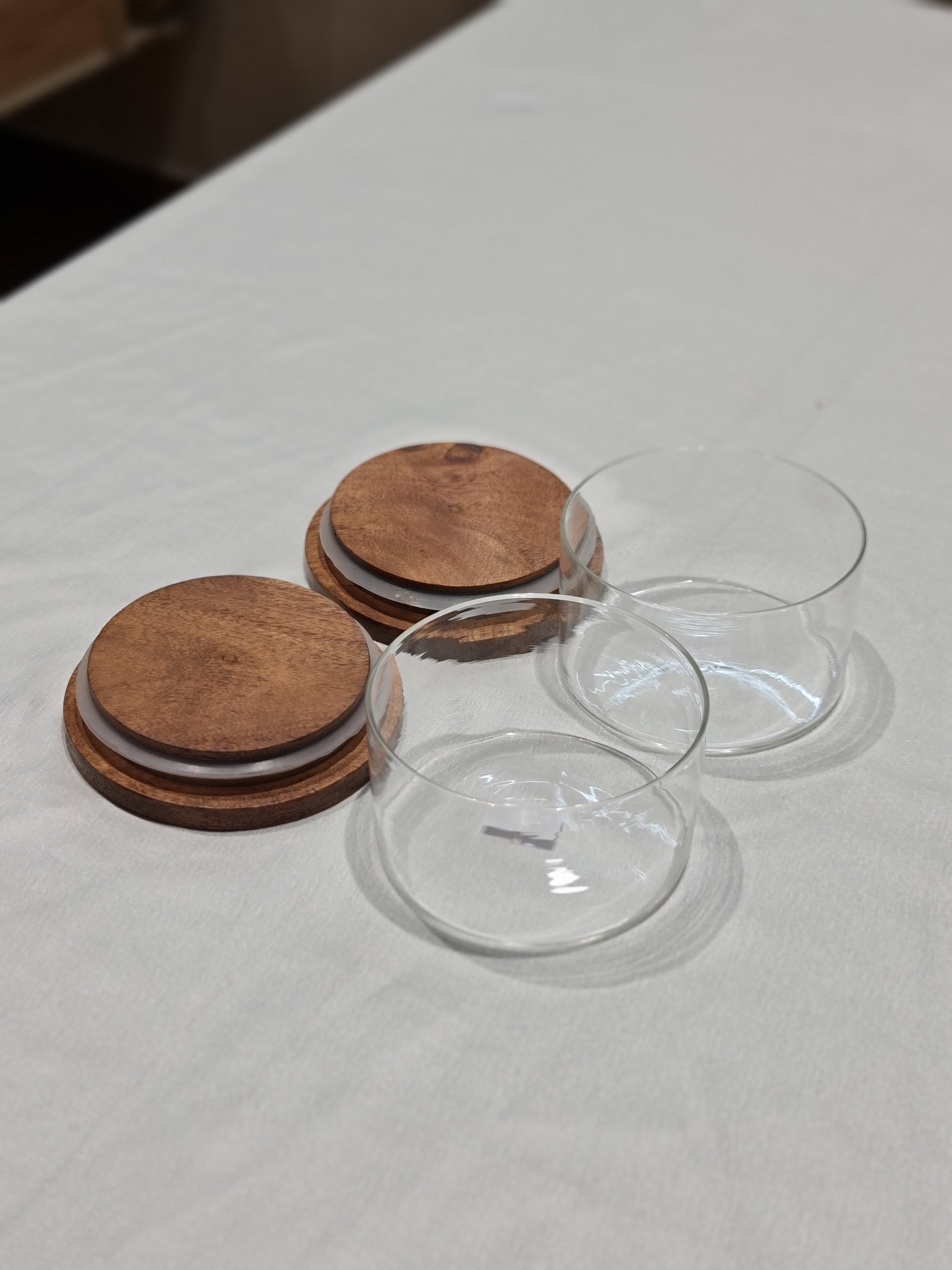 Glass Stackable Storage Jars with Wooden Lids (Set of 2)