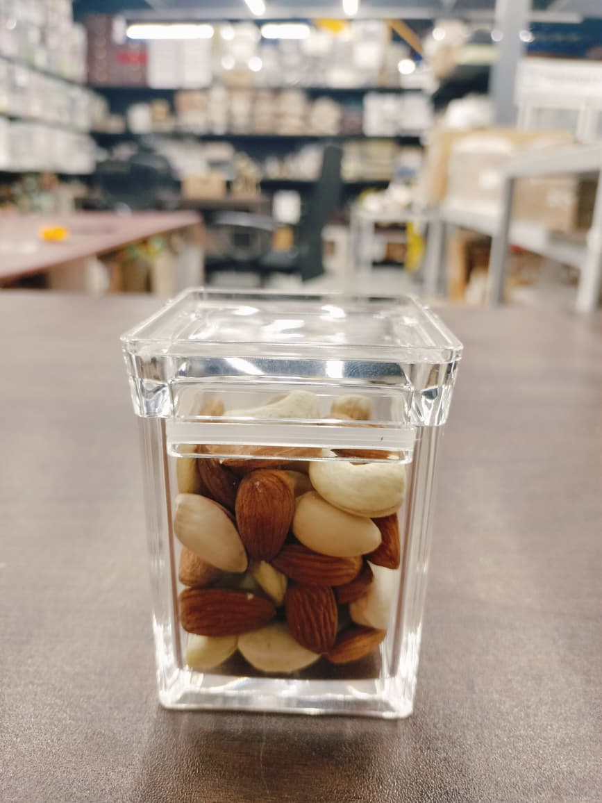 Premium Square Acrylic Storage Jars - Set of 4 (6x6x8.5 cm)