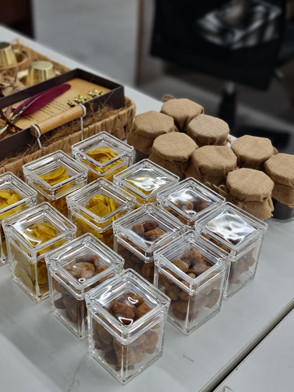 Premium Square Acrylic Storage Jars - Set of 4 (6x6x8.5 cm)