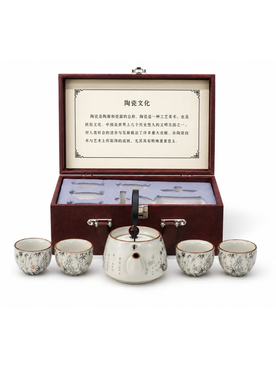 Portable Ceramic Tea Set with Travel Case - Perfect for Corporate Gifts