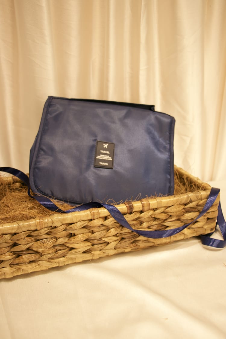 Navy Blue Hanging Travel Organizer Pouch