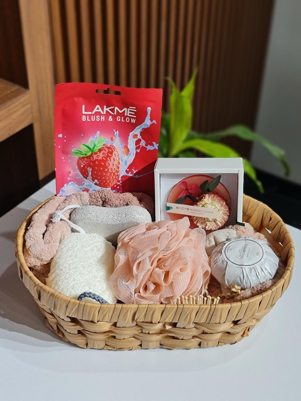 Valentine's Day Self-Care Spa Gift Hamper with Handwoven Basket