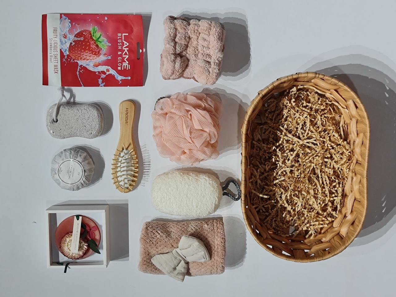 Valentine's Day Self-Care Spa Gift Hamper with Handwoven Basket