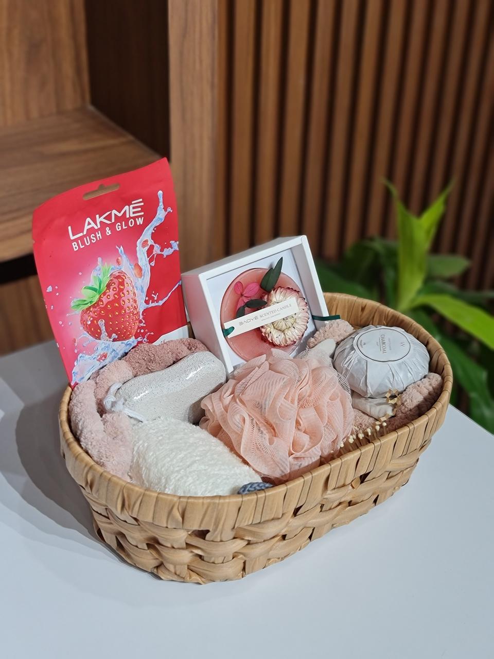 Valentine's Day Self-Care Spa Gift Hamper with Handwoven Basket