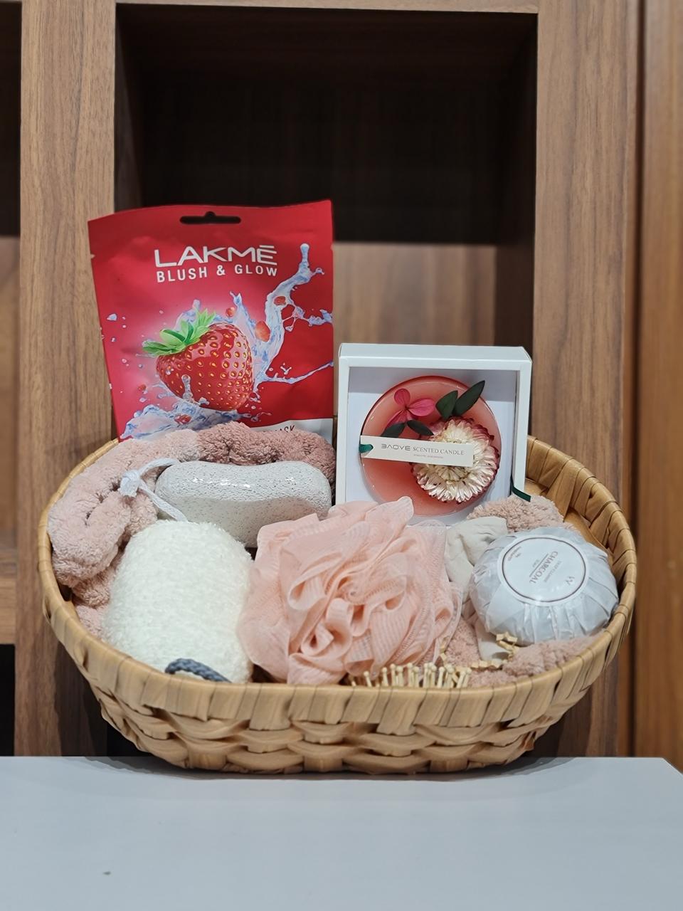 Valentine's Day Self-Care Spa Gift Hamper with Handwoven Basket