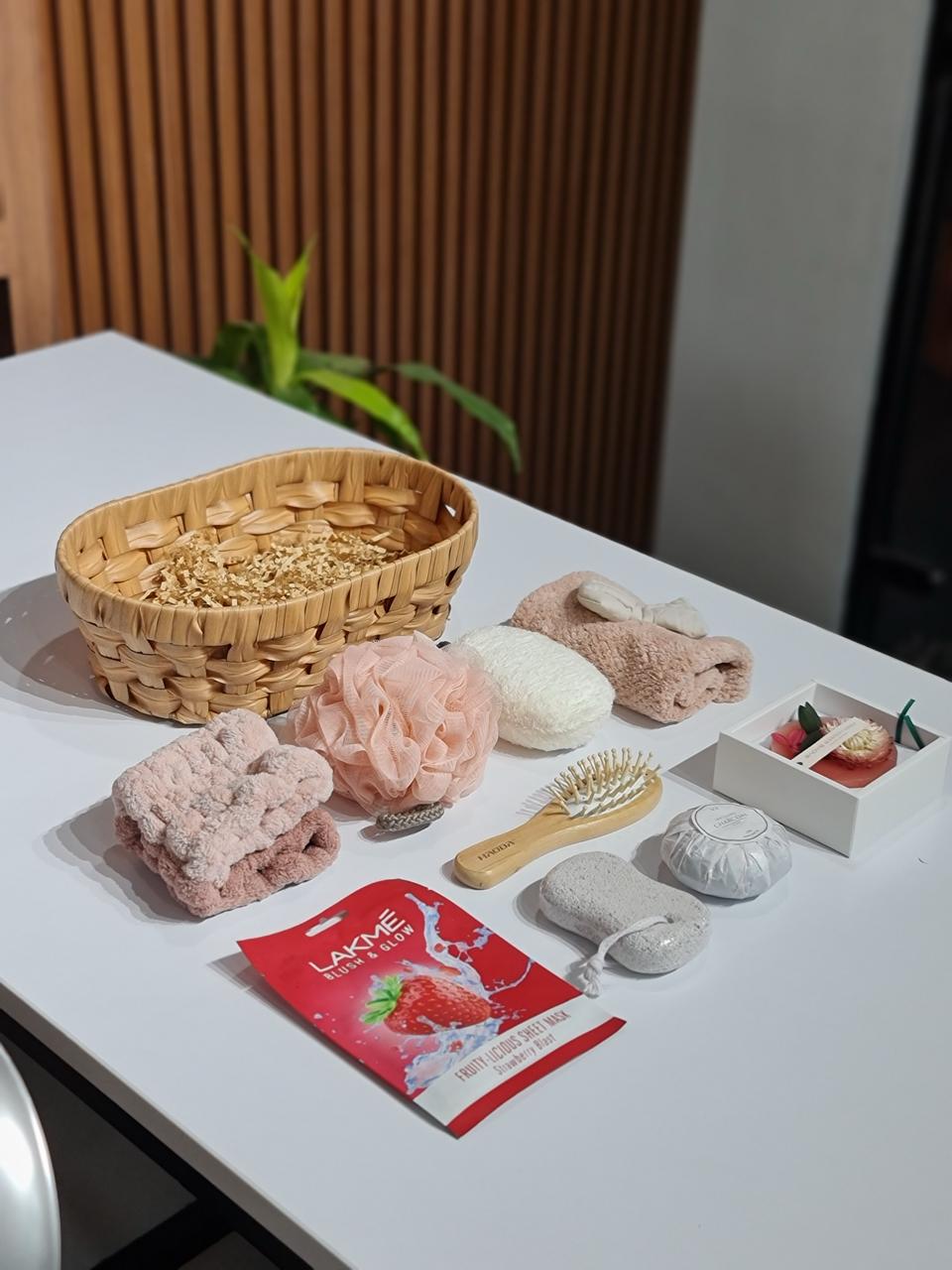 Valentine's Day Self-Care Spa Gift Hamper with Handwoven Basket