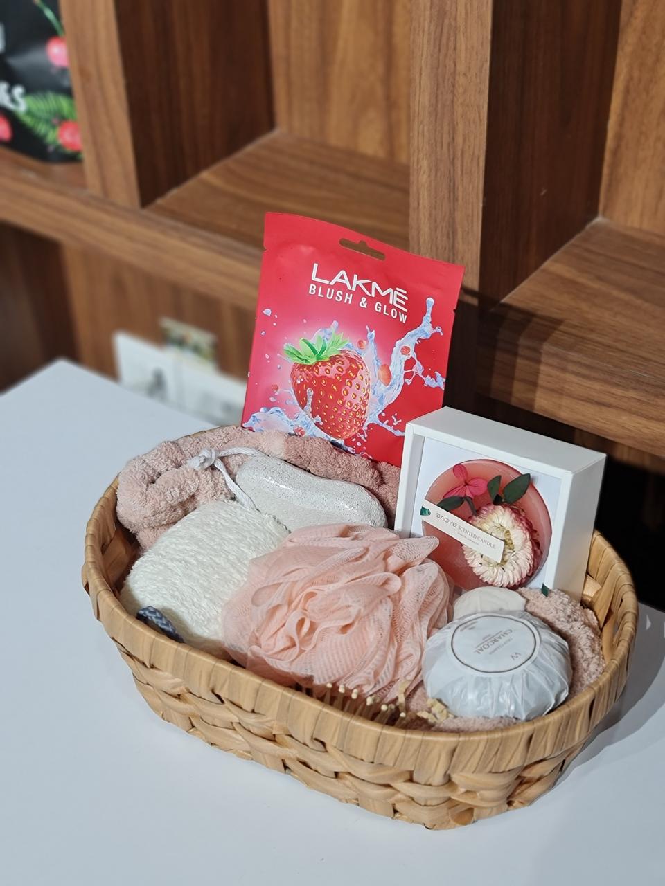 Valentine's Day Self-Care Spa Gift Hamper with Handwoven Basket