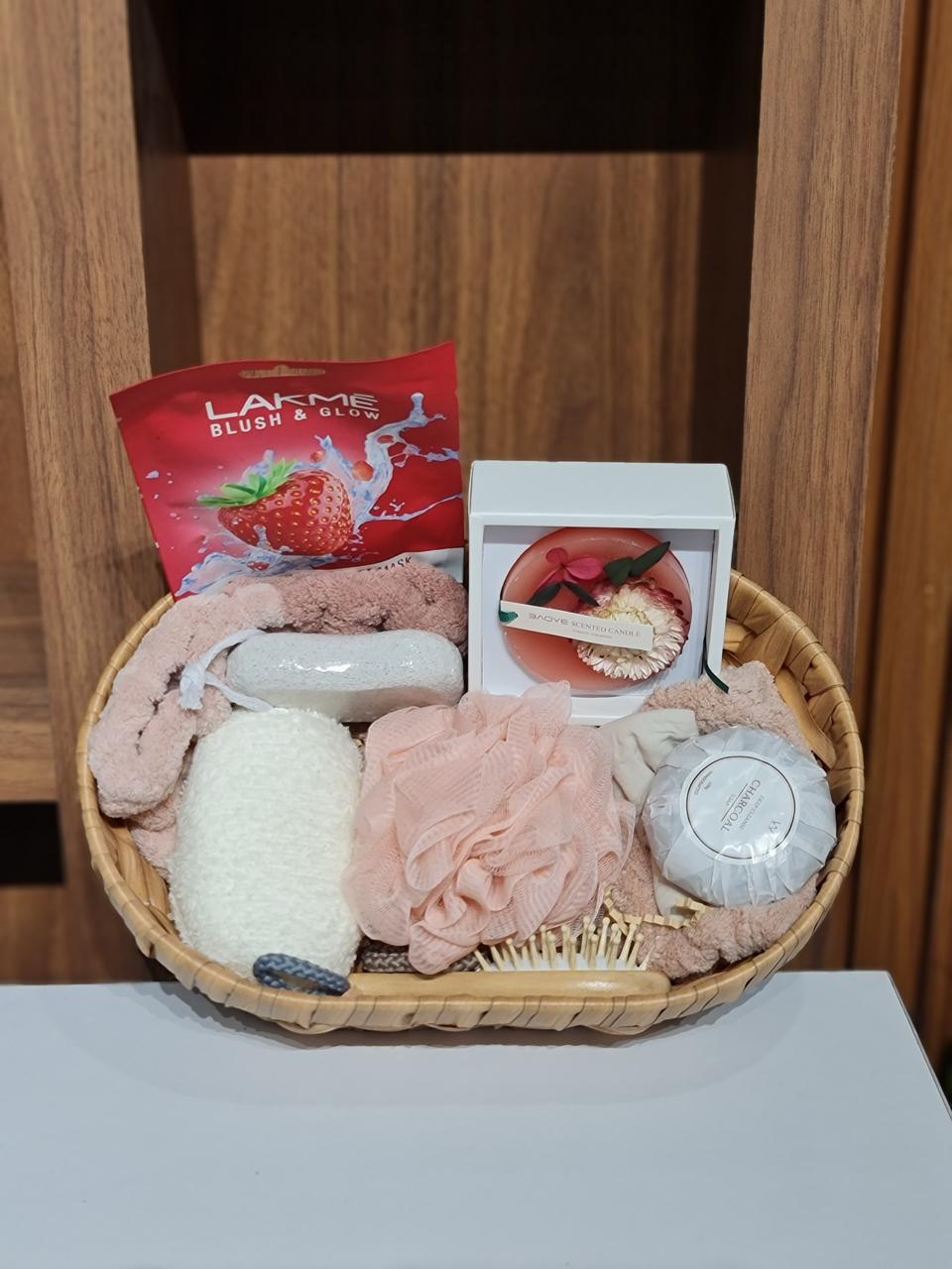 Valentine's Day Self-Care Spa Gift Hamper with Handwoven Basket