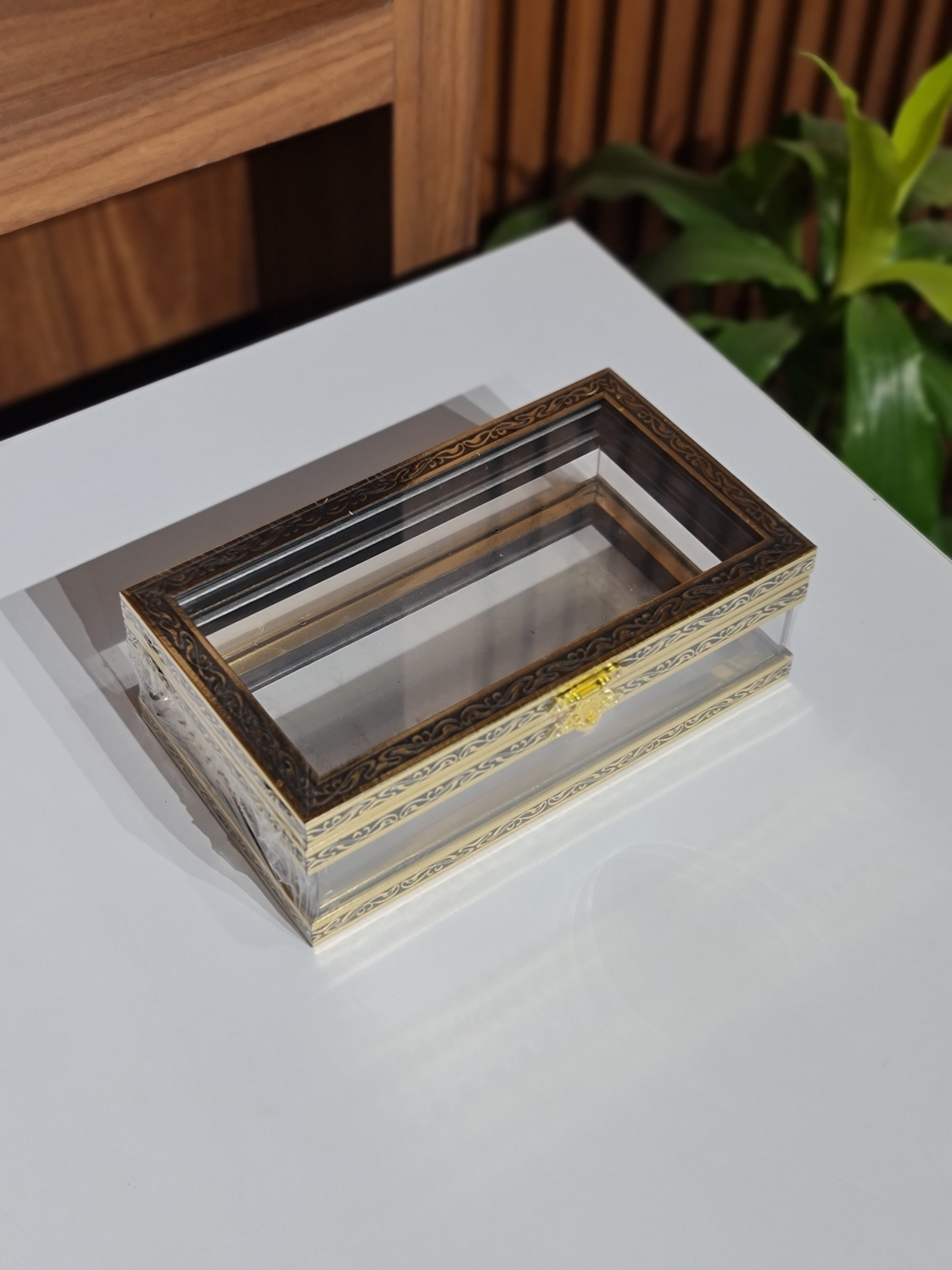 Acrylic Gift Box - Gold Border & Acrylic Base