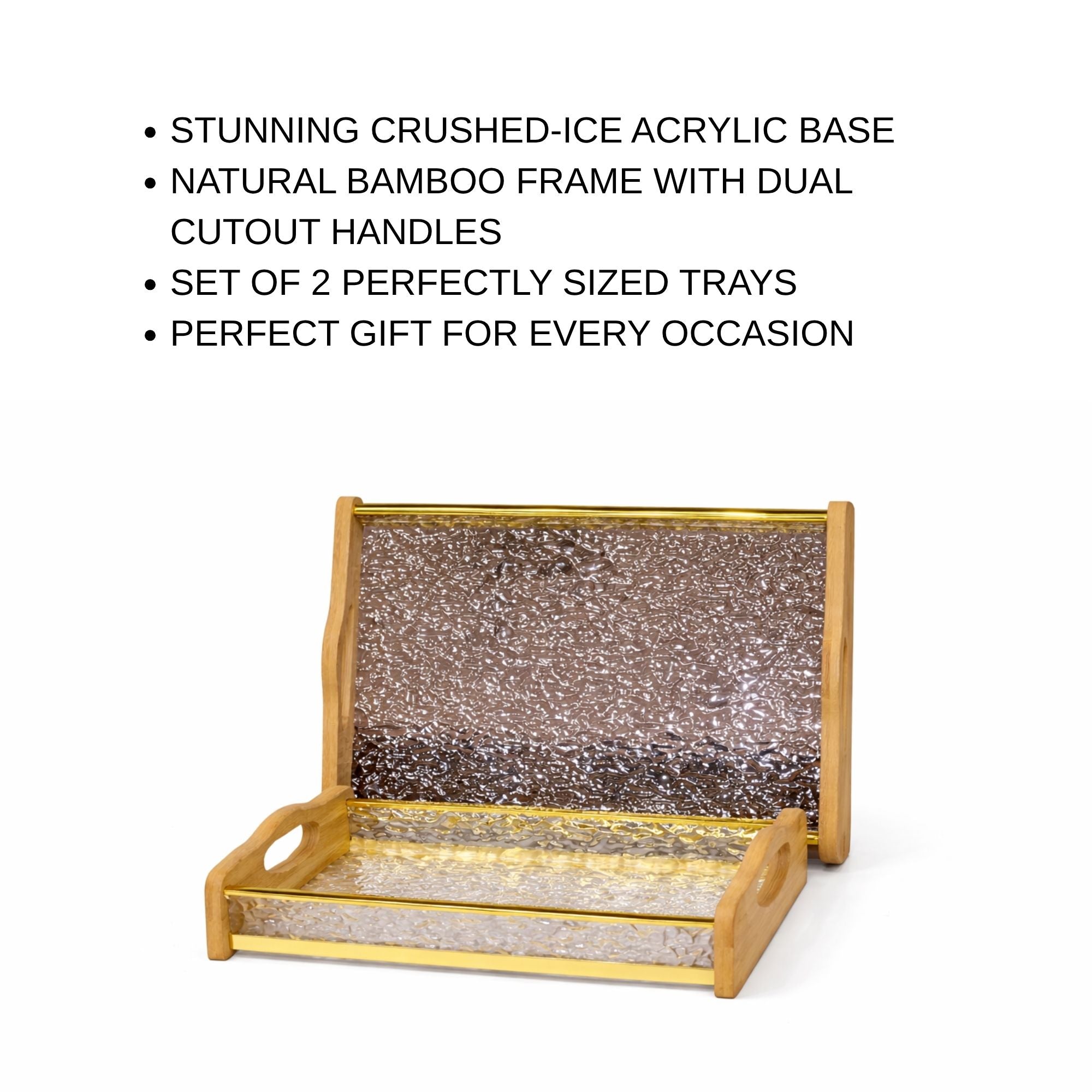 Acrylic & Bamboo Serving Tray Set of 2 | Textured Base | Home, Gifting & Décor