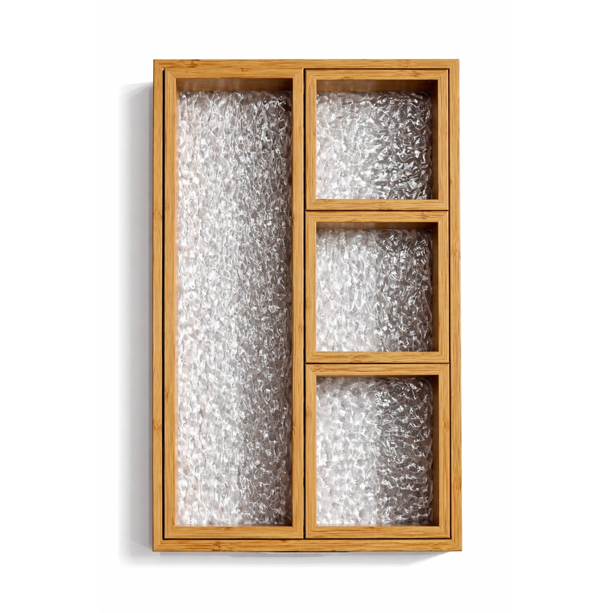Bamboo Tray Set with Glass Base | 5-Piece Organiser for Kitchen, Vanity & Gift Hamper
