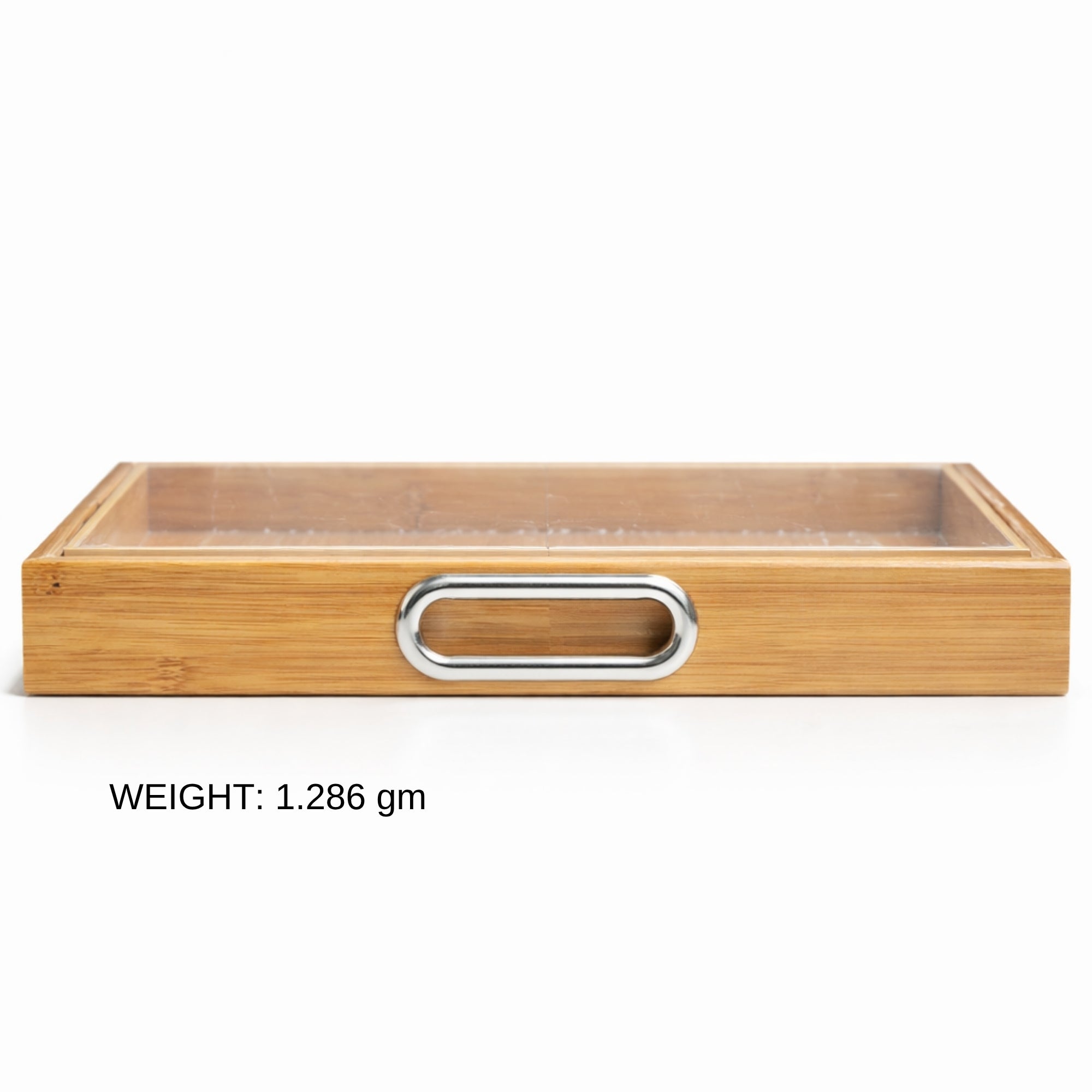 Bamboo Tray Set with Glass Base | 5-Piece Organiser for Kitchen, Vanity & Gift Hamper