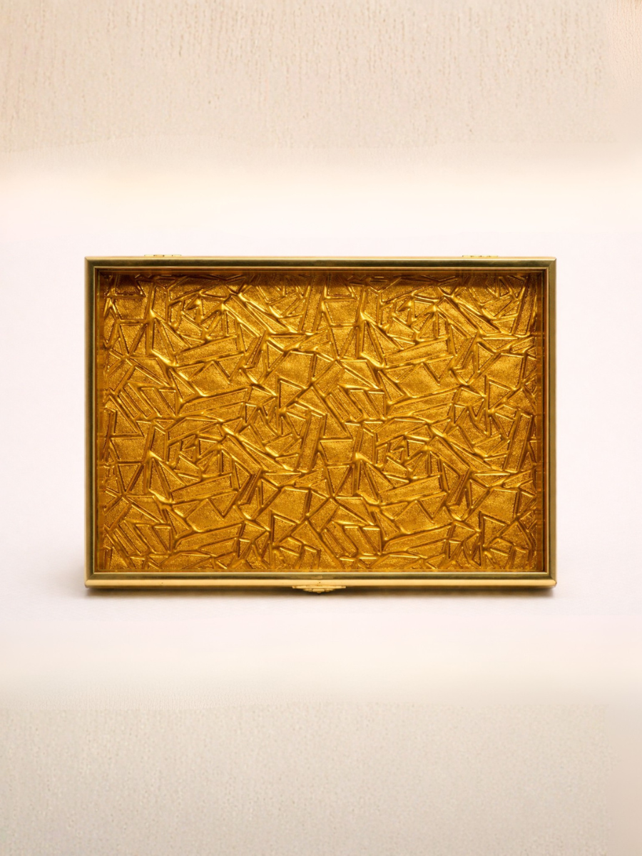 Golden Acrylic Gift Box with Clear Lid — 29×23×7 cm | Luxury Sweet, Jewellery & Return Gift Storage