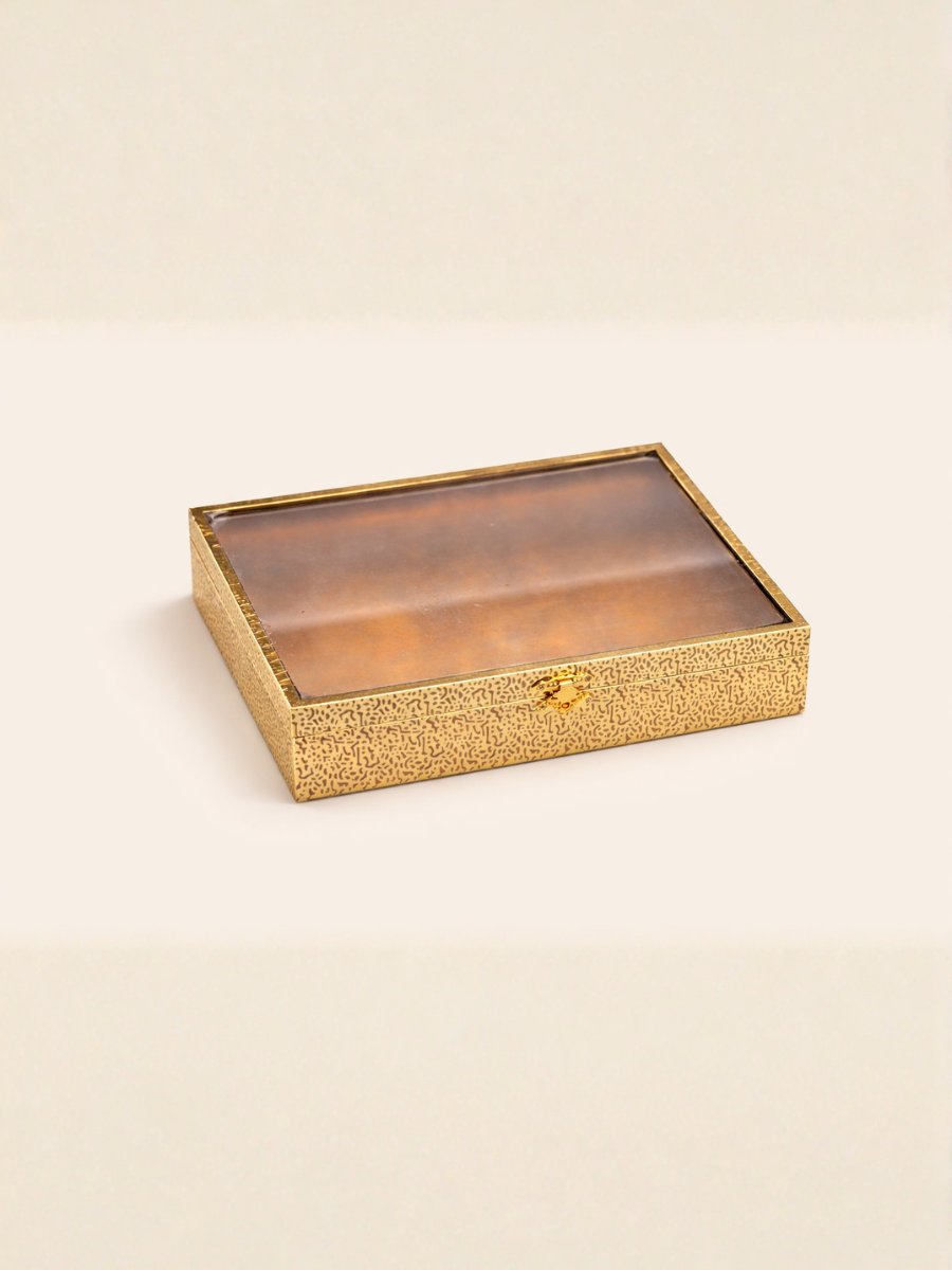 Golden Acrylic Gift Box with Clear Lid β 29Γ23Γ7 cm | Luxury Sweet, Jewellery & Return Gift Storage